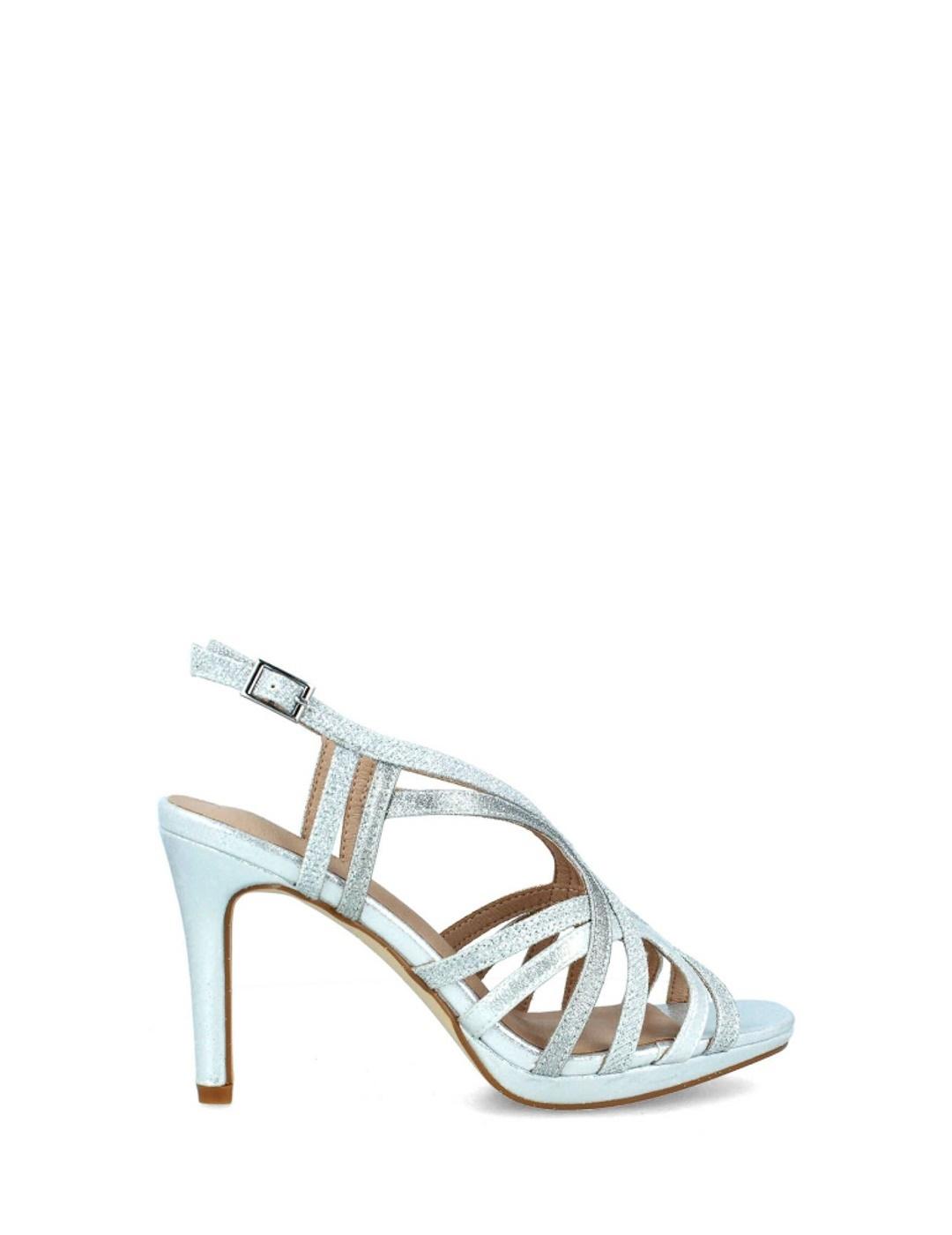 Sandalia Menbur 22216 plata tacón para mujer