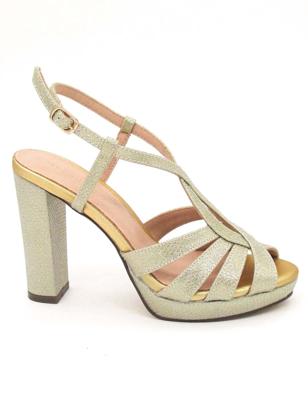 Sandalias de tacón Membur 23036 doradas para mujer