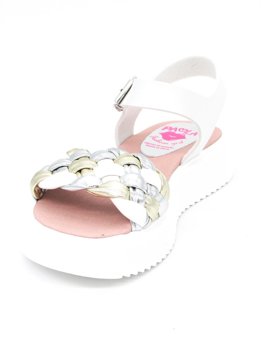 Sandalia Pablosky 867500 bco./dorado/plata niña