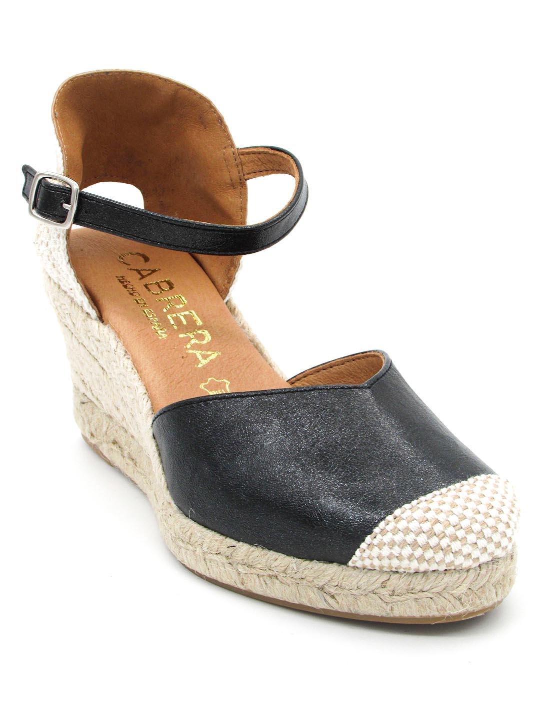 ALPARGATA CABRERA 29L-5 NEGRO PIEL CUÑA