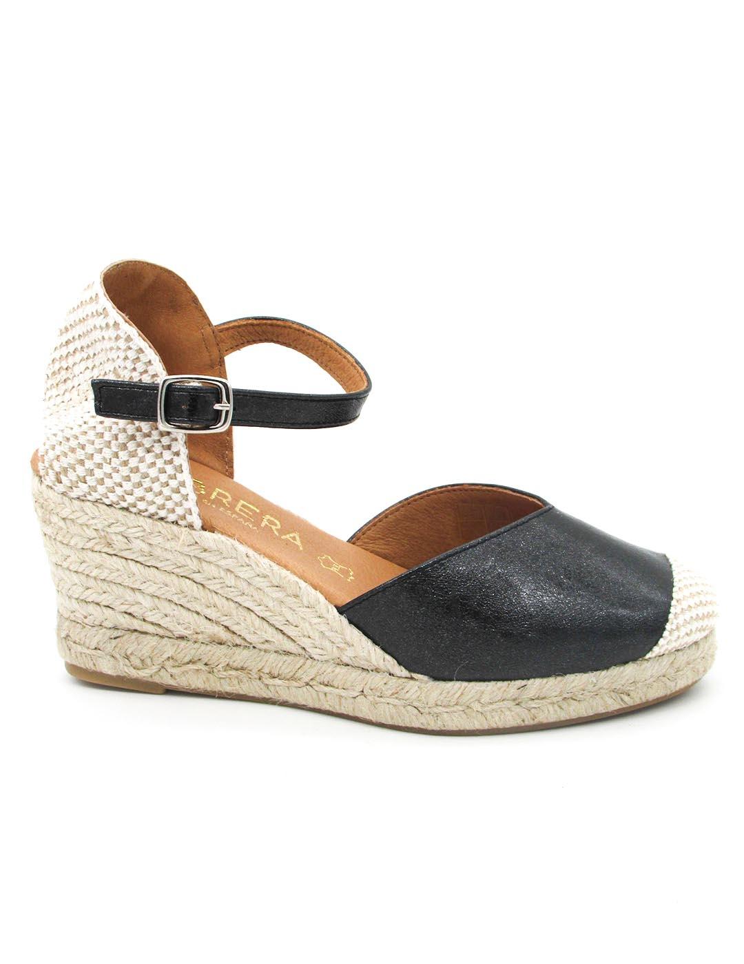 ALPARGATA CABRERA 29L-5 NEGRO PIEL CUÑA