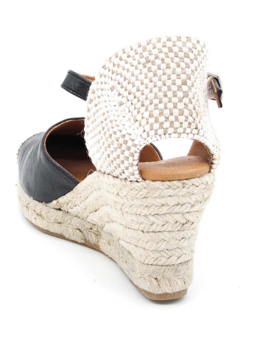 ALPARGATA CABRERA 29L-5 NEGRO PIEL CUÑA