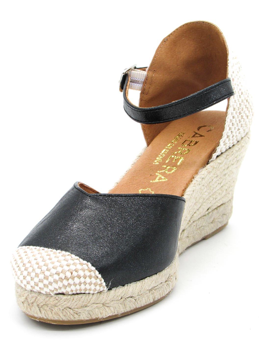 ALPARGATA CABRERA 29L-5 NEGRO PIEL CUÑA