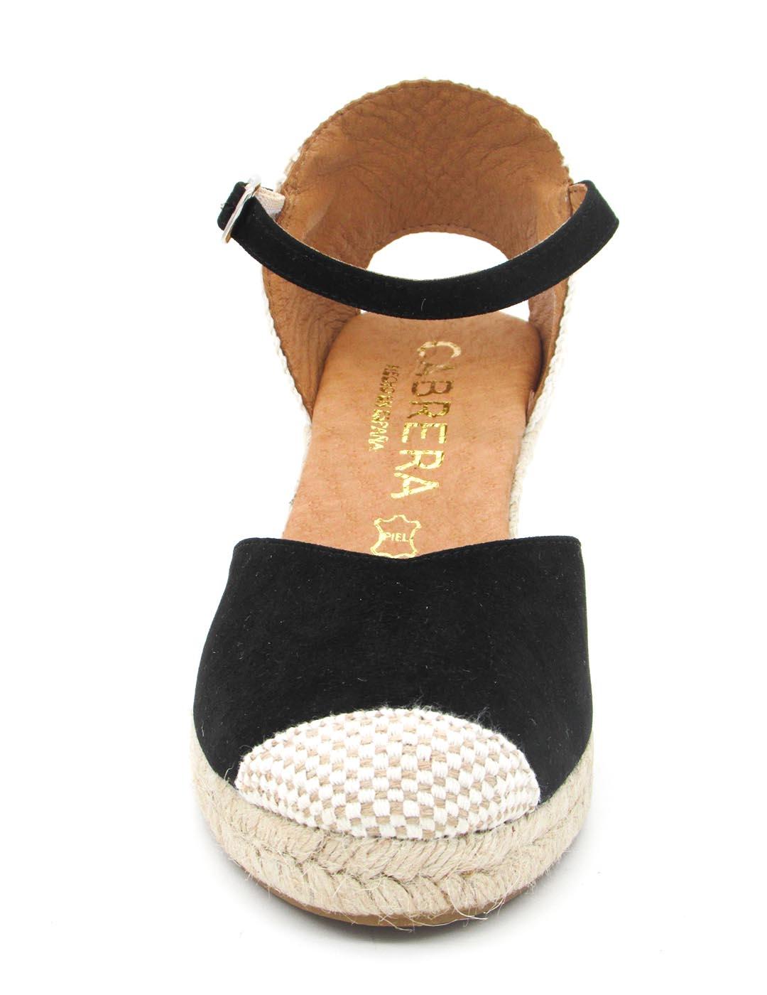 ALPARGATA CABRERA 29L-5 NEGRO PIEL CUÑA