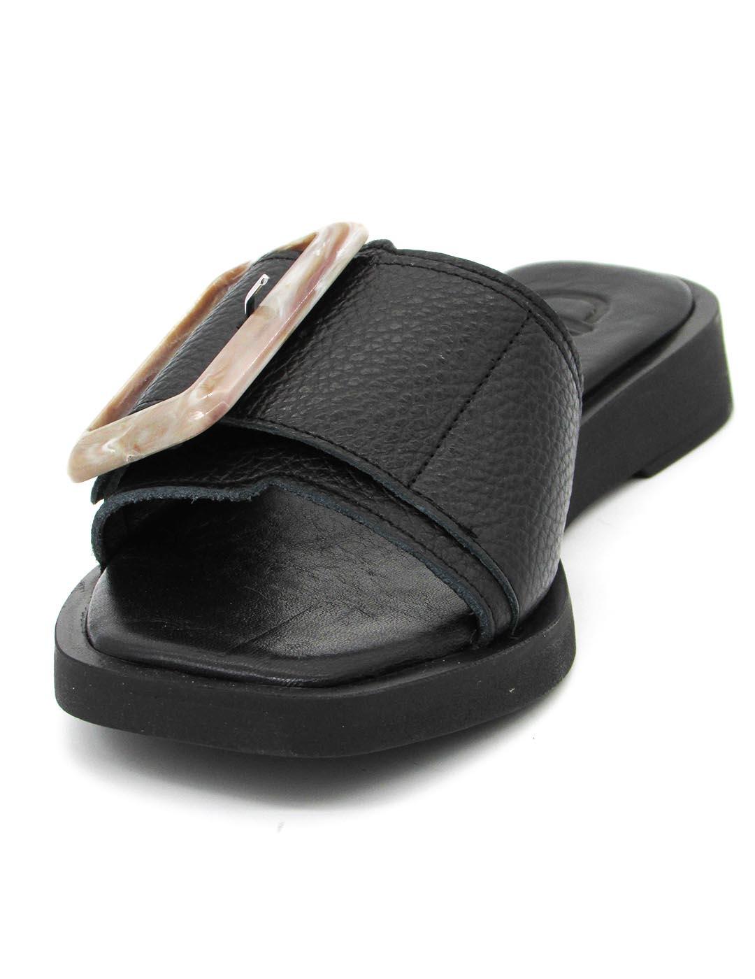 Sandalia Claudia negra con hebillas para mujer