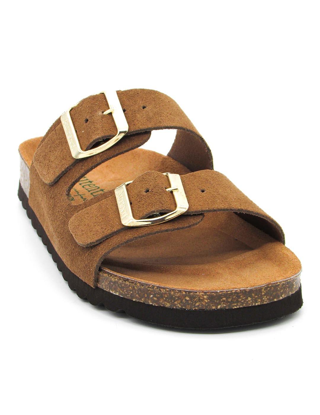 Sandalia Bio Autenti 0747 serraje de color marrón para mujer