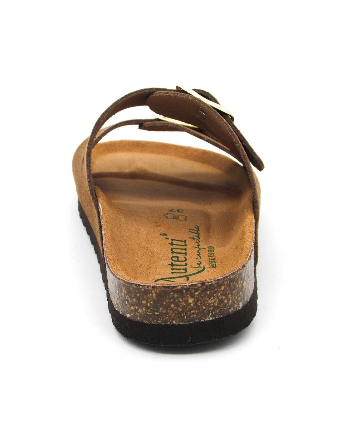 Sandalia Bio Autenti 0747 serraje de color marrón para mujer