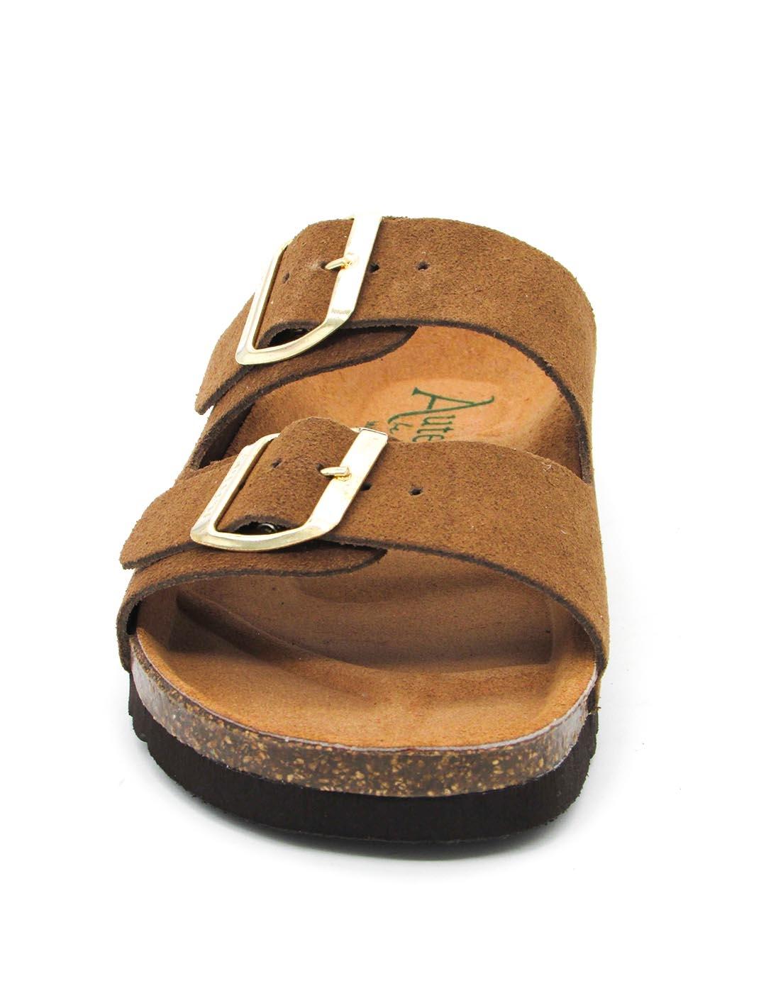 Sandalia Bio Autenti 0747 serraje de color marrón para mujer