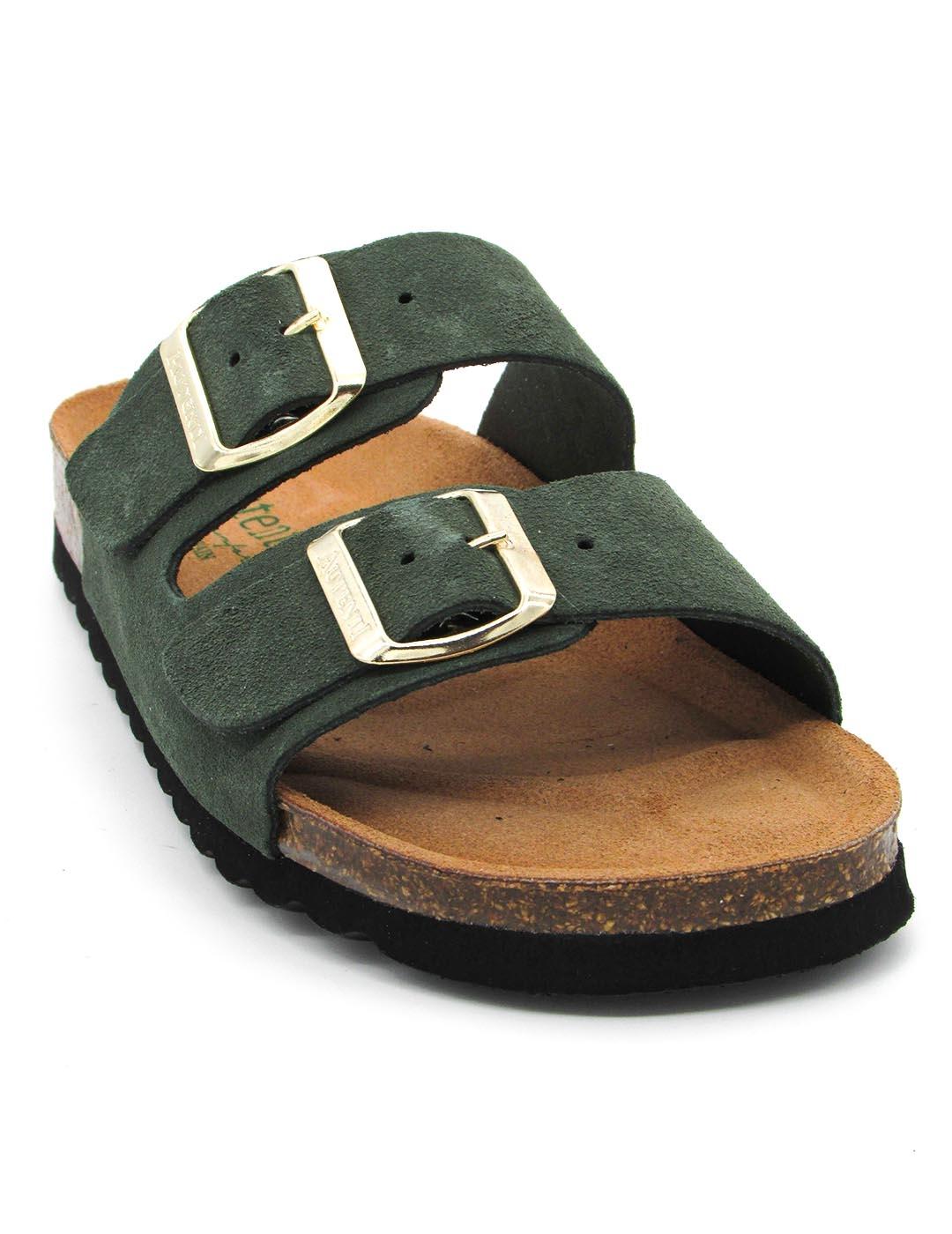 Sandalia Bio Autenti 0747 de color verde para mujer