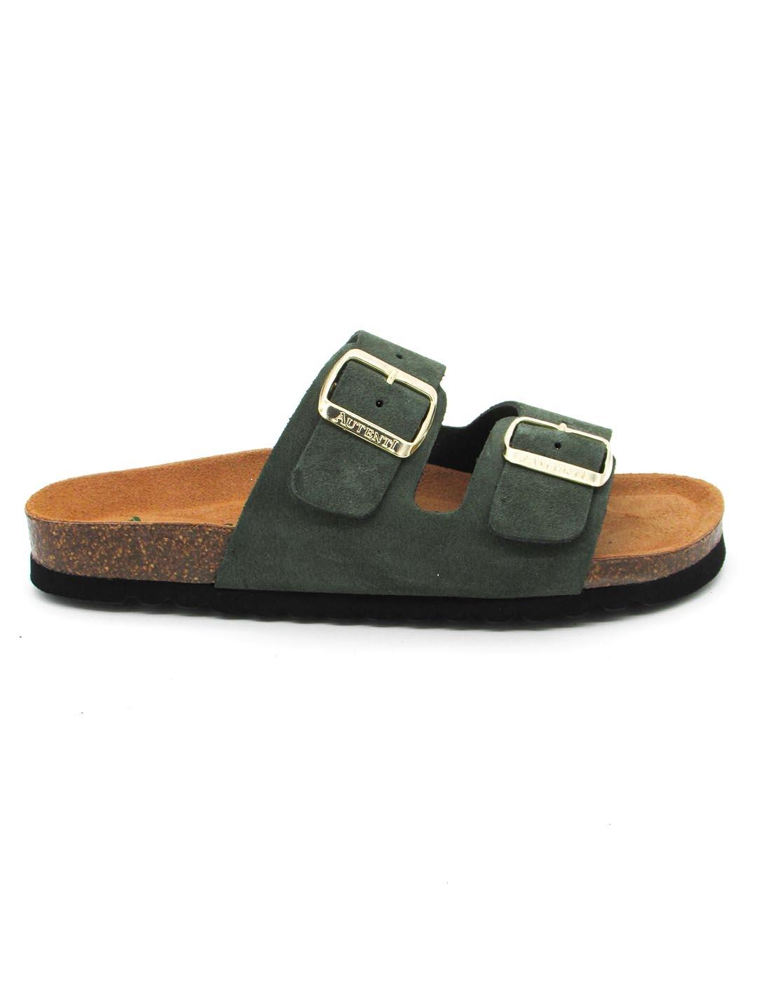 Sandalia Bio Autenti 0747 de color verde para mujer