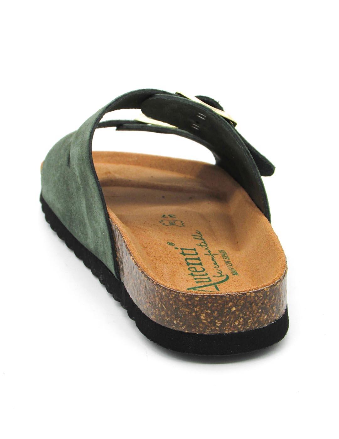 Sandalia Bio Autenti 0747 de color verde para mujer