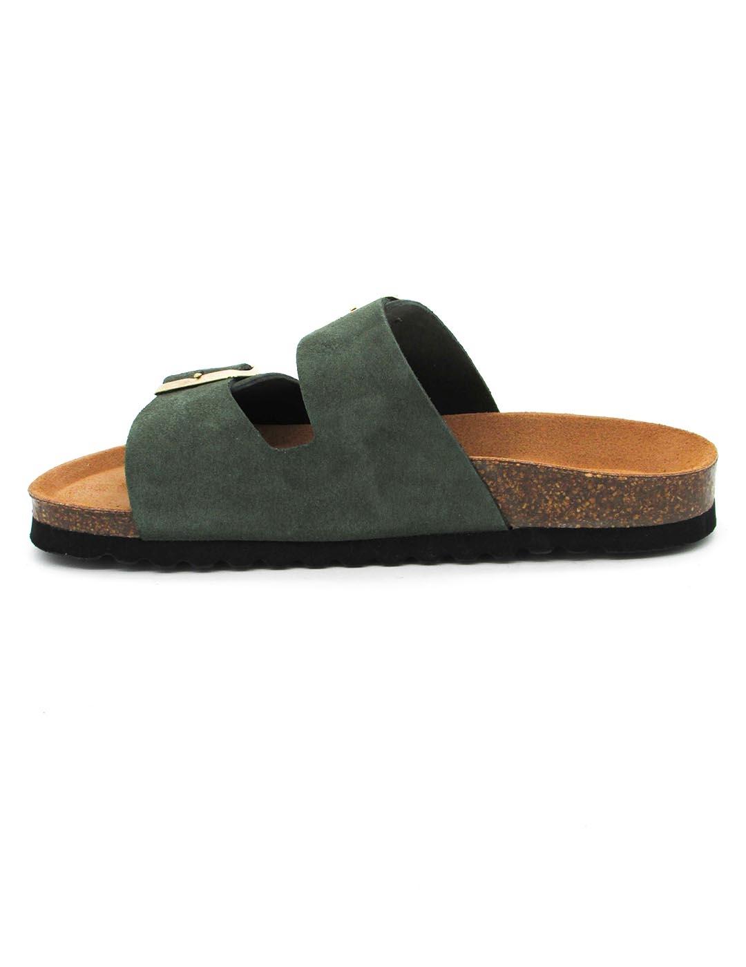 Sandalia Bio Autenti 0747 de color verde para mujer