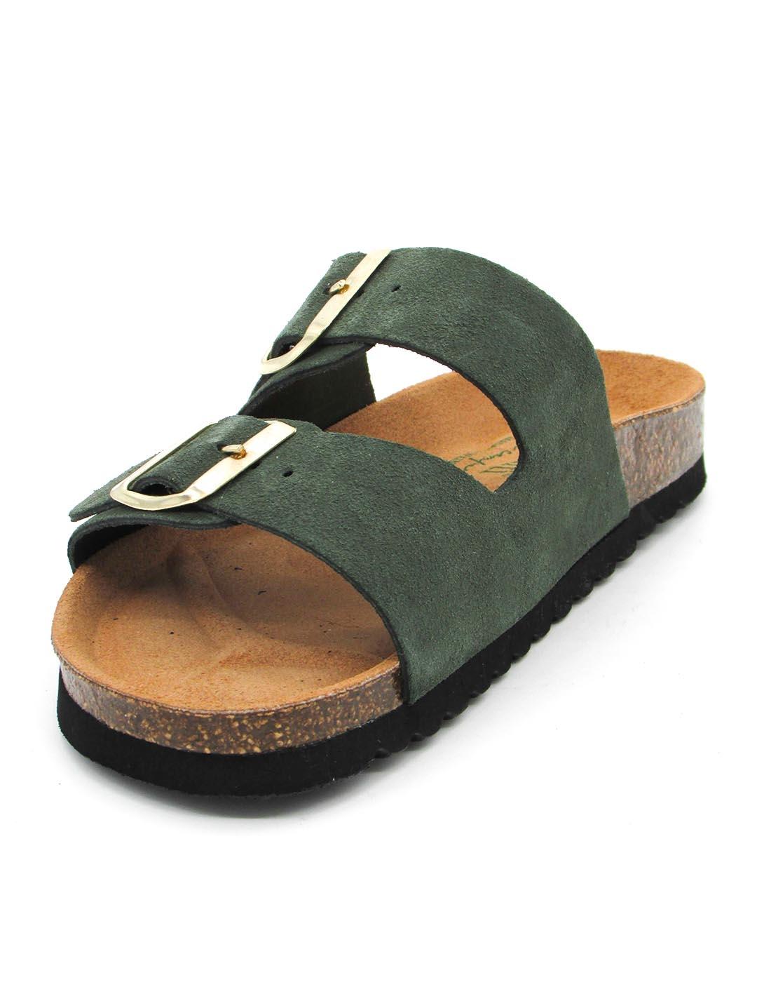 Sandalia Bio Autenti 0747 de color verde para mujer