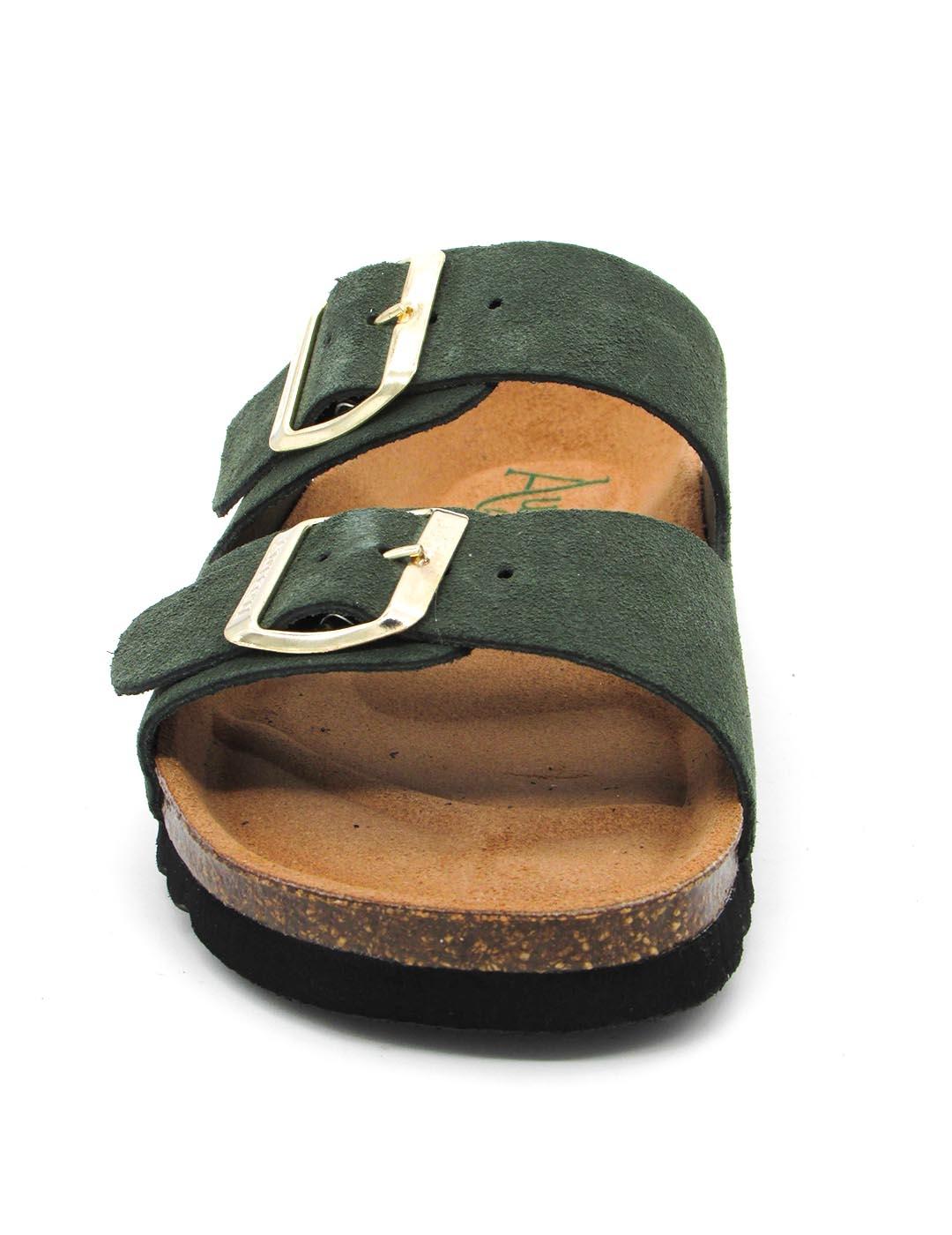 Sandalia Bio Autenti 0747 de color verde para mujer