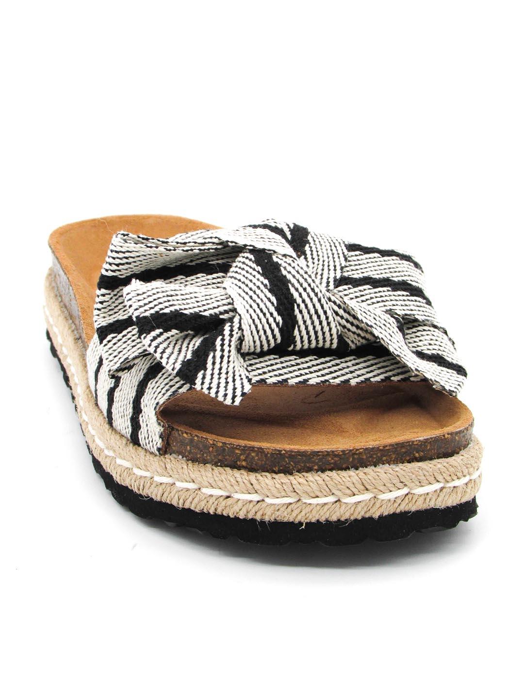 Sandalia Autenti 12416 negro/rayas para mujer