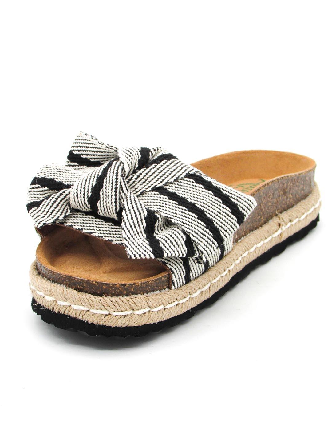 Sandalia Autenti 12416 negro/rayas para mujer