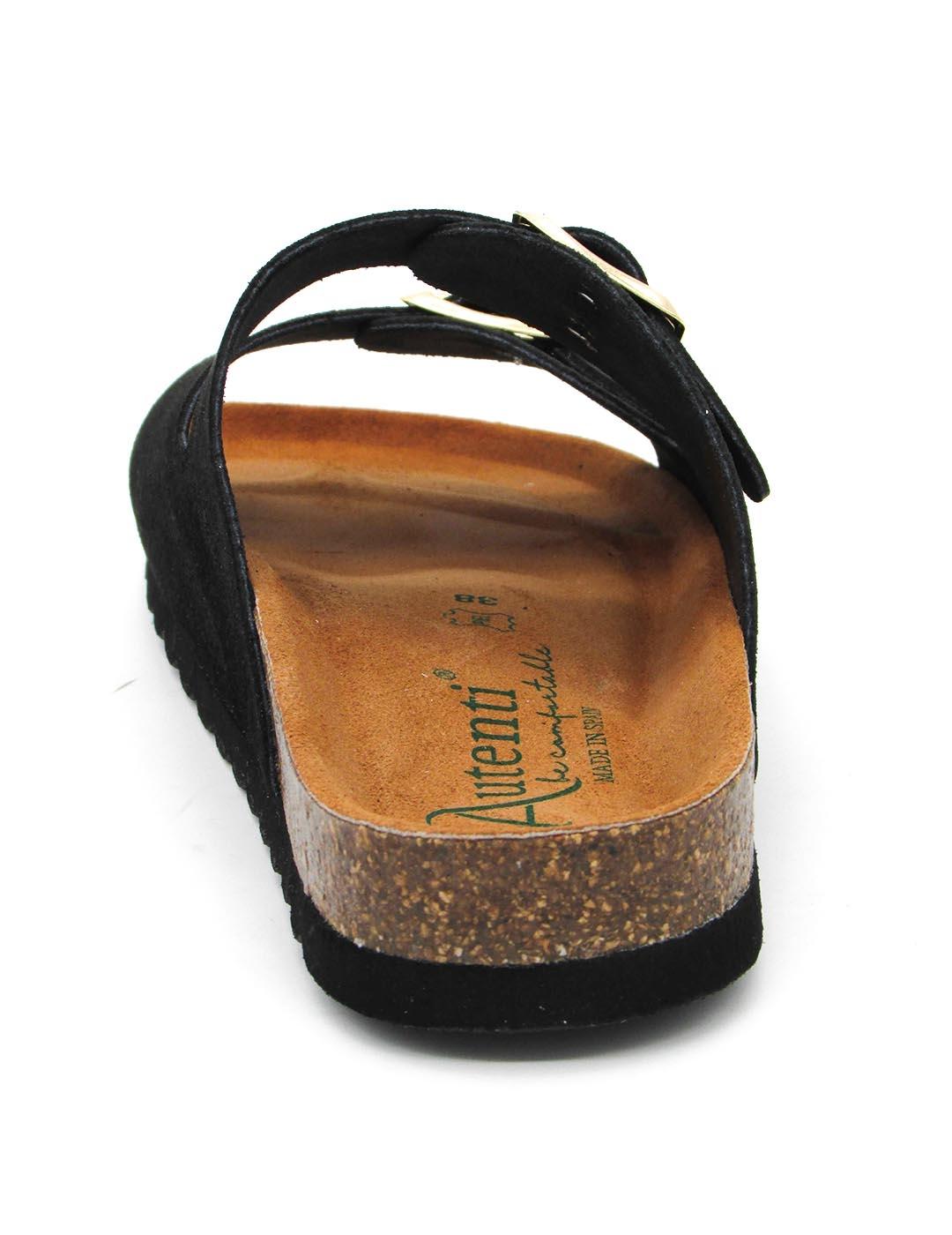 Sandalia Bio Autenti 0747 de color negro para mujer