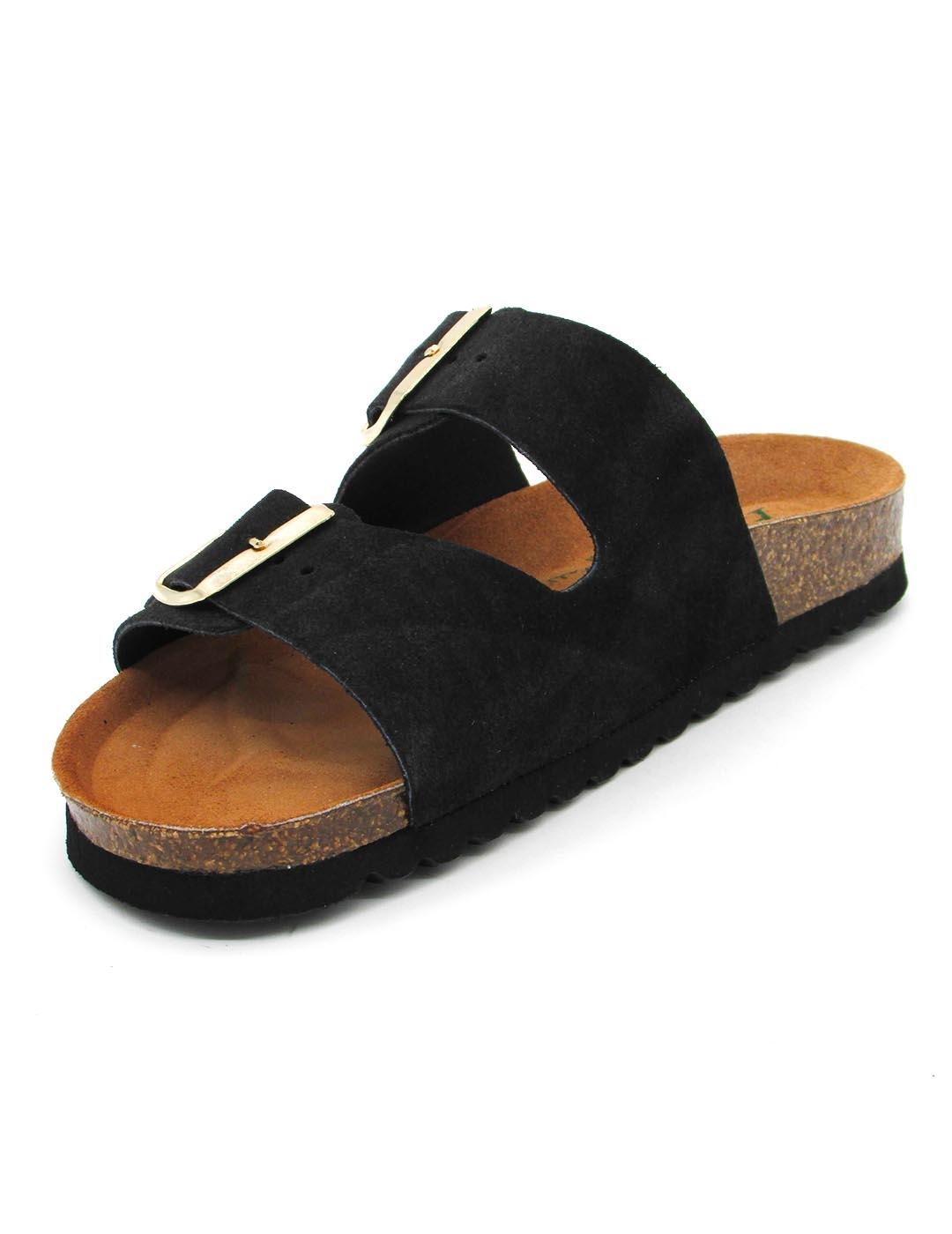 Sandalia Bio Autenti 0747 de color negro para mujer