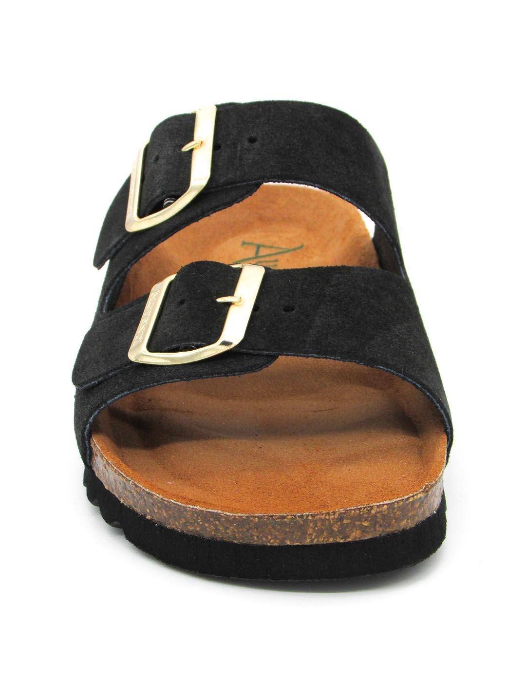 Sandalia Bio Autenti 0747 de color negro para mujer