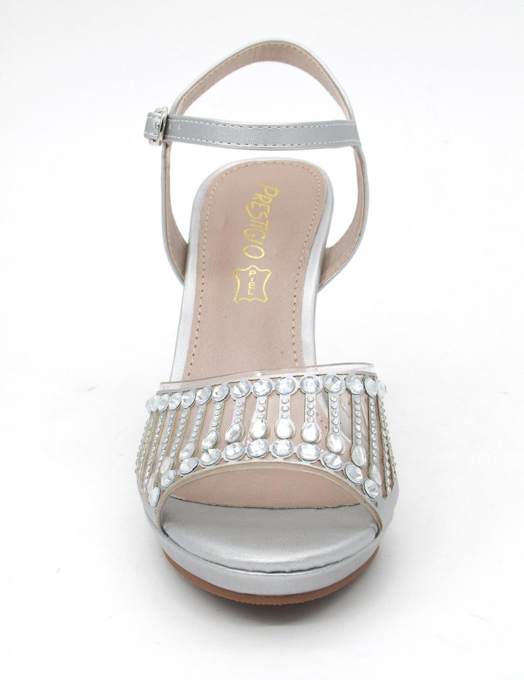 Sandalia Prestigio C432 plata para mujer