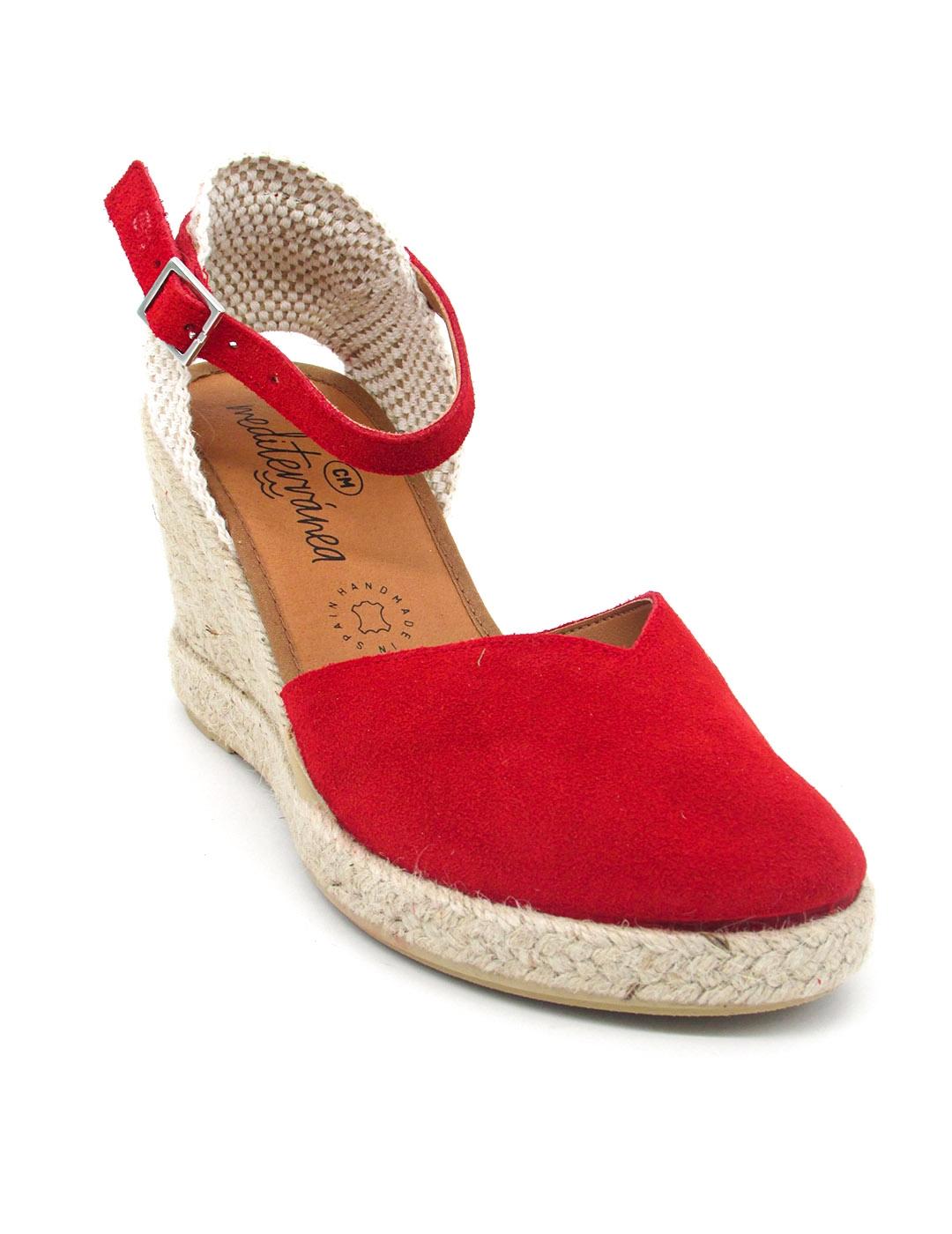 Alpargata Mediterranea 30147 roja con cuña