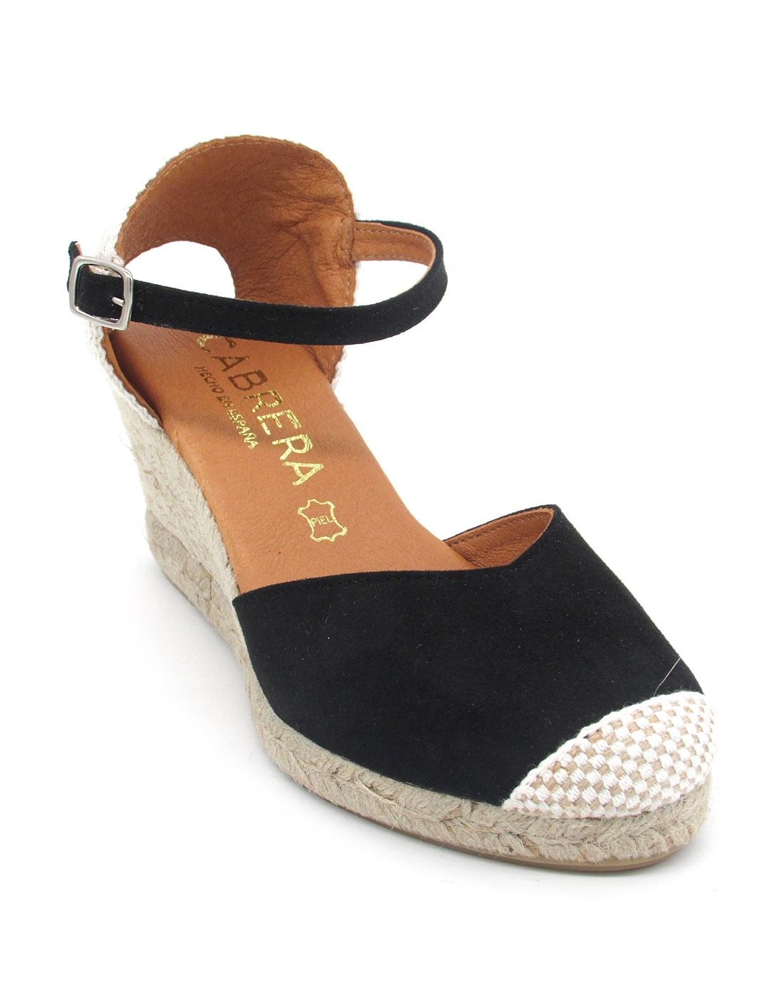 Alpargata Cabrera 29S-5 negro tela con cuña para mujer