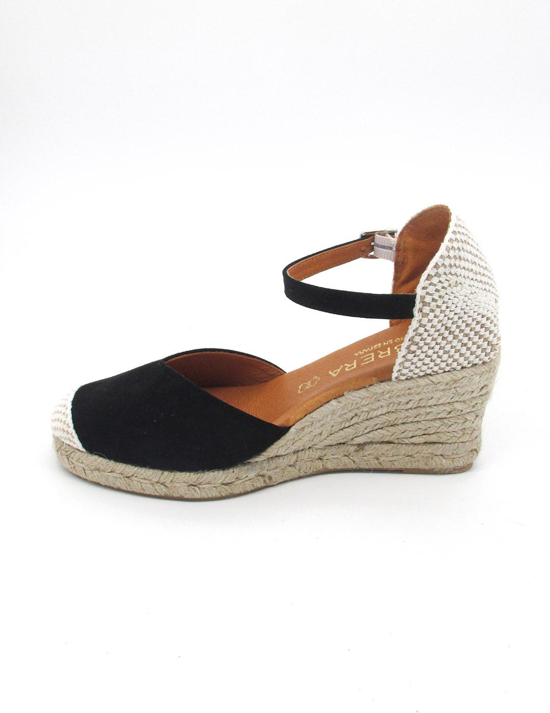 Alpargata Cabrera 29S-5 negro tela con cuña para mujer