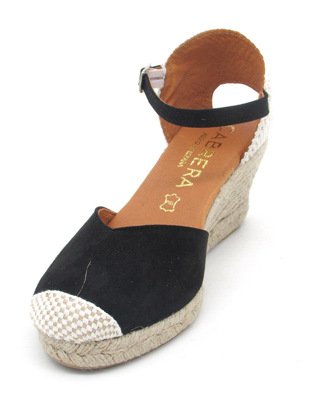 Alpargata Cabrera 29S-5 negro tela con cuña para mujer