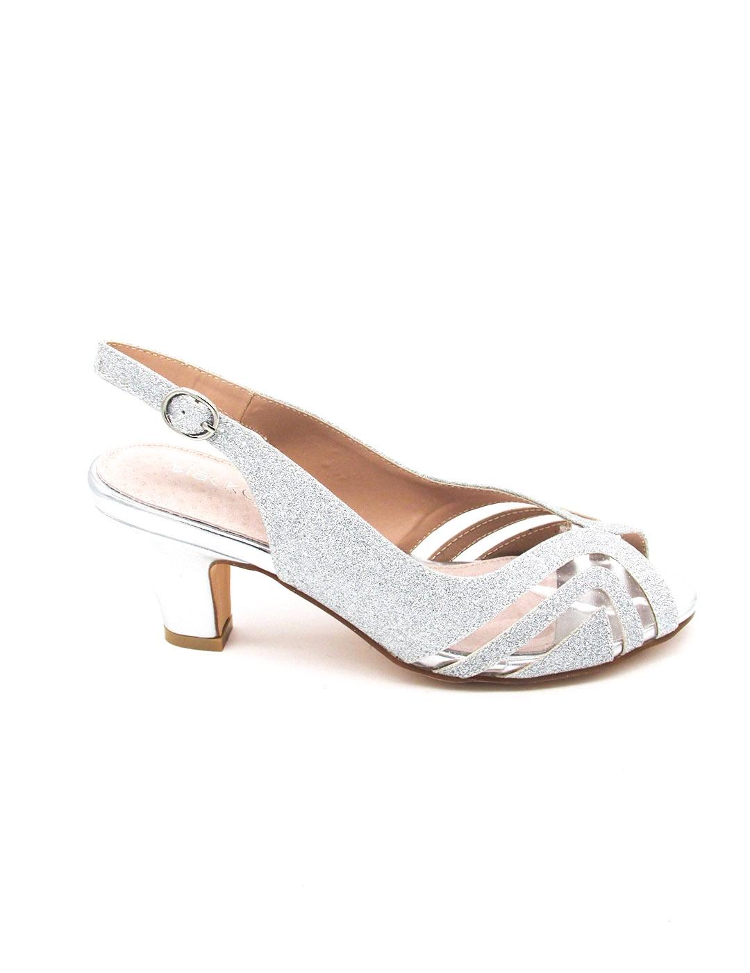 Sandalia BlackCool Valentina plata con tacon