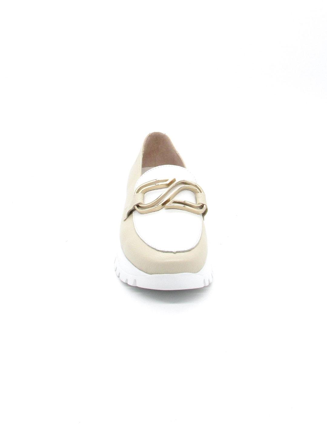 Mocasín Wonders 2462 beige/blanco para mujer