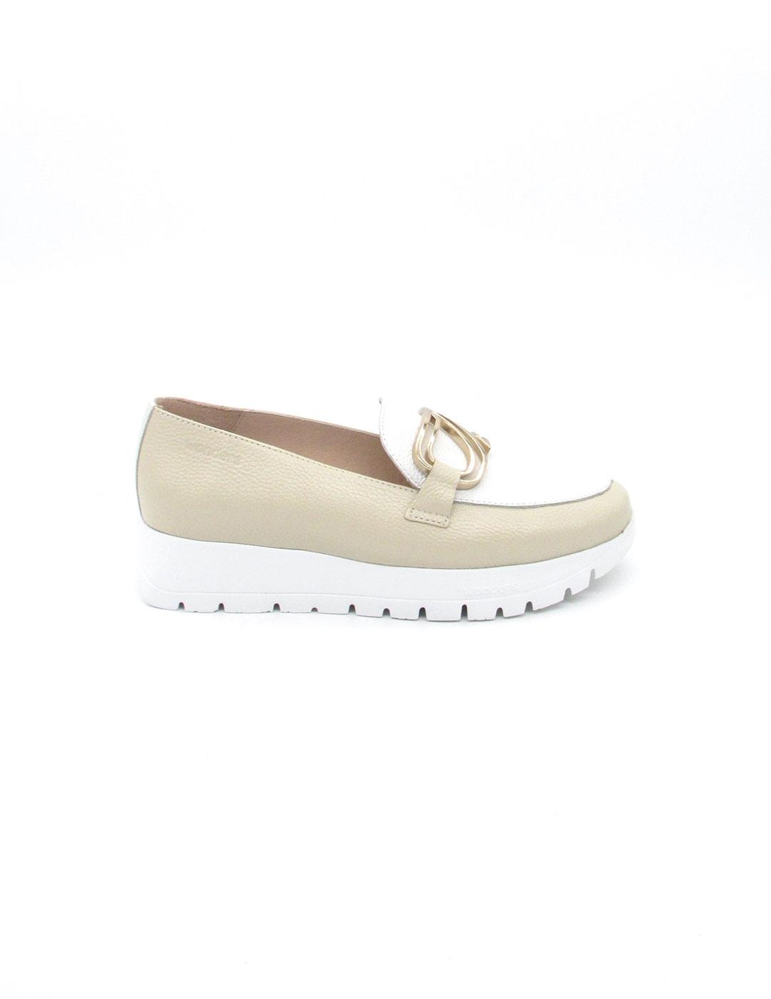 Mocasín Wonders 2462 beige/blanco para mujer
