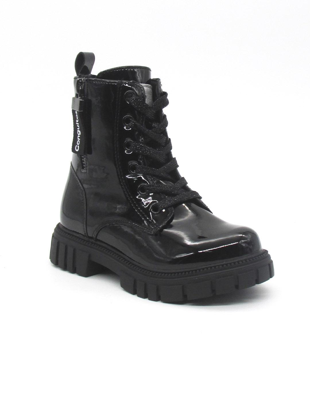 Botín Conguitos COSH244004 charol negro para niña