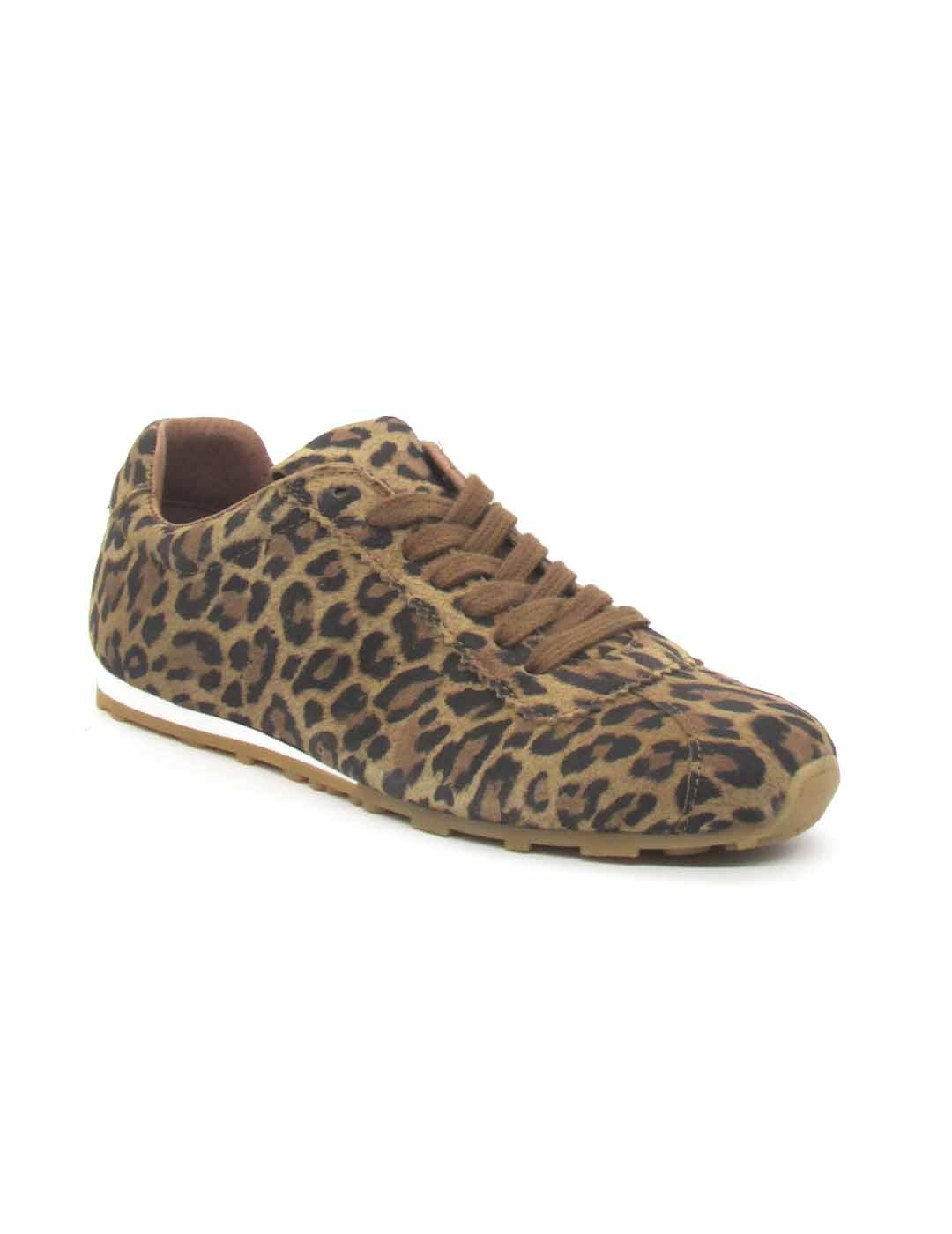 Zapato Deportivo Creator S-4159 cordón leopardo para mujer