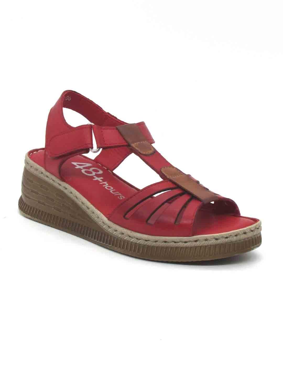 Sandalia 48 HORAS 514601/40 de color rojo para mujer