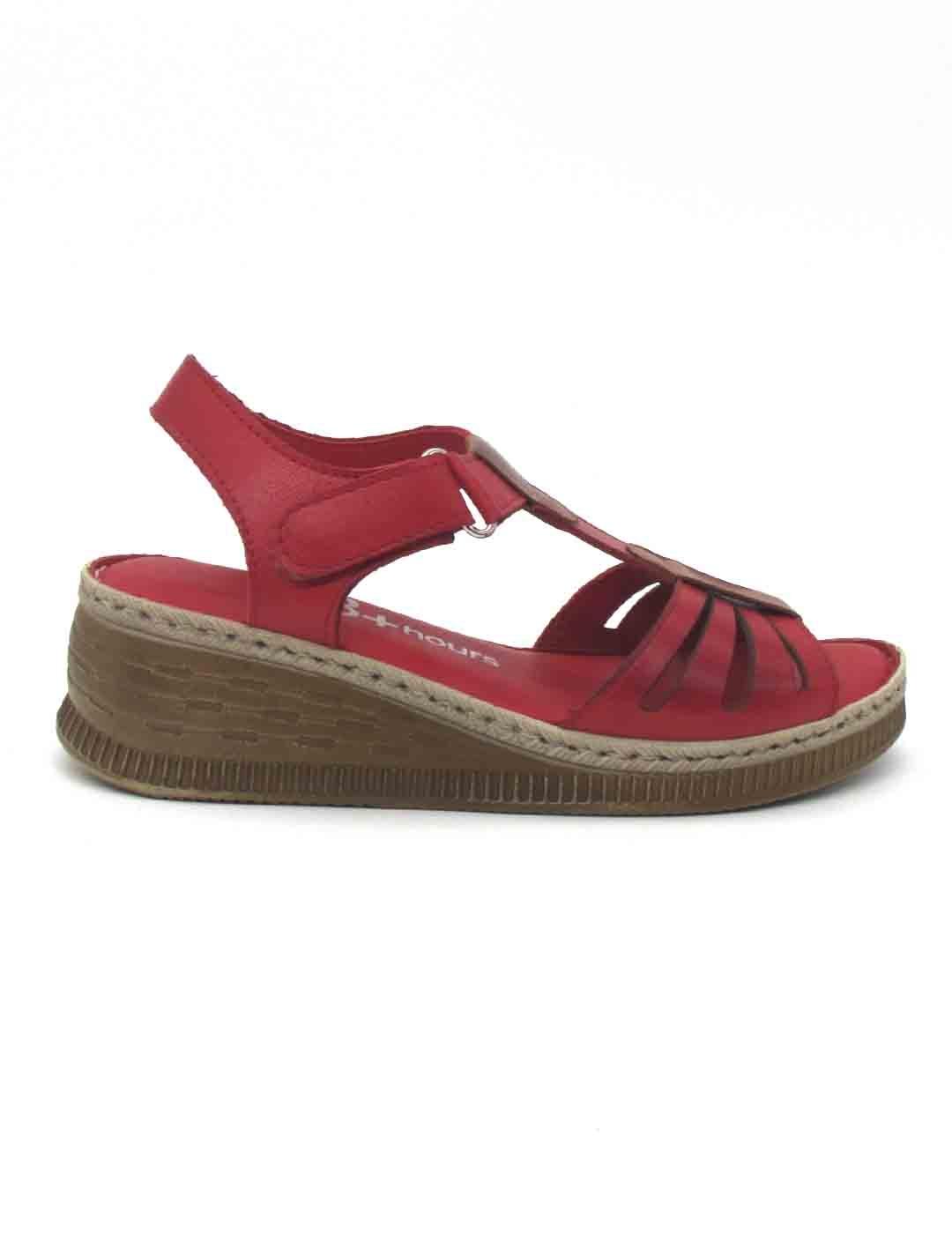 Sandalia 48 HORAS 514601/40 de color rojo para mujer