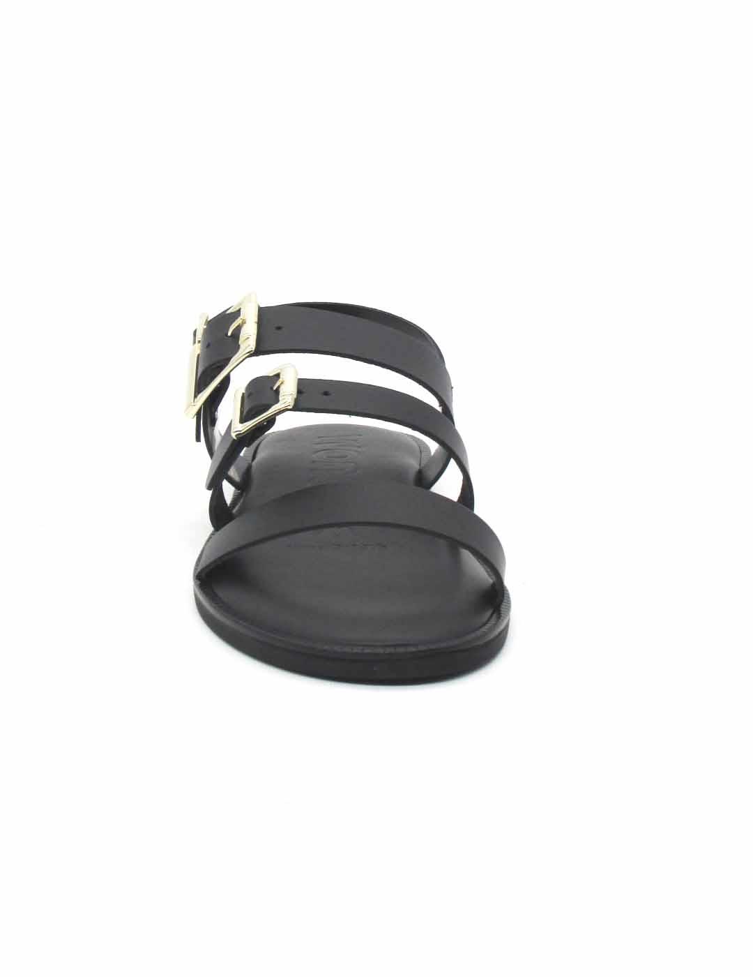 Sandalia Wonders AB-1340 de color negro plana