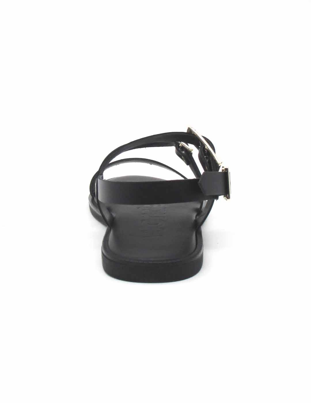 Sandalia Wonders AB-1340 de color negro plana