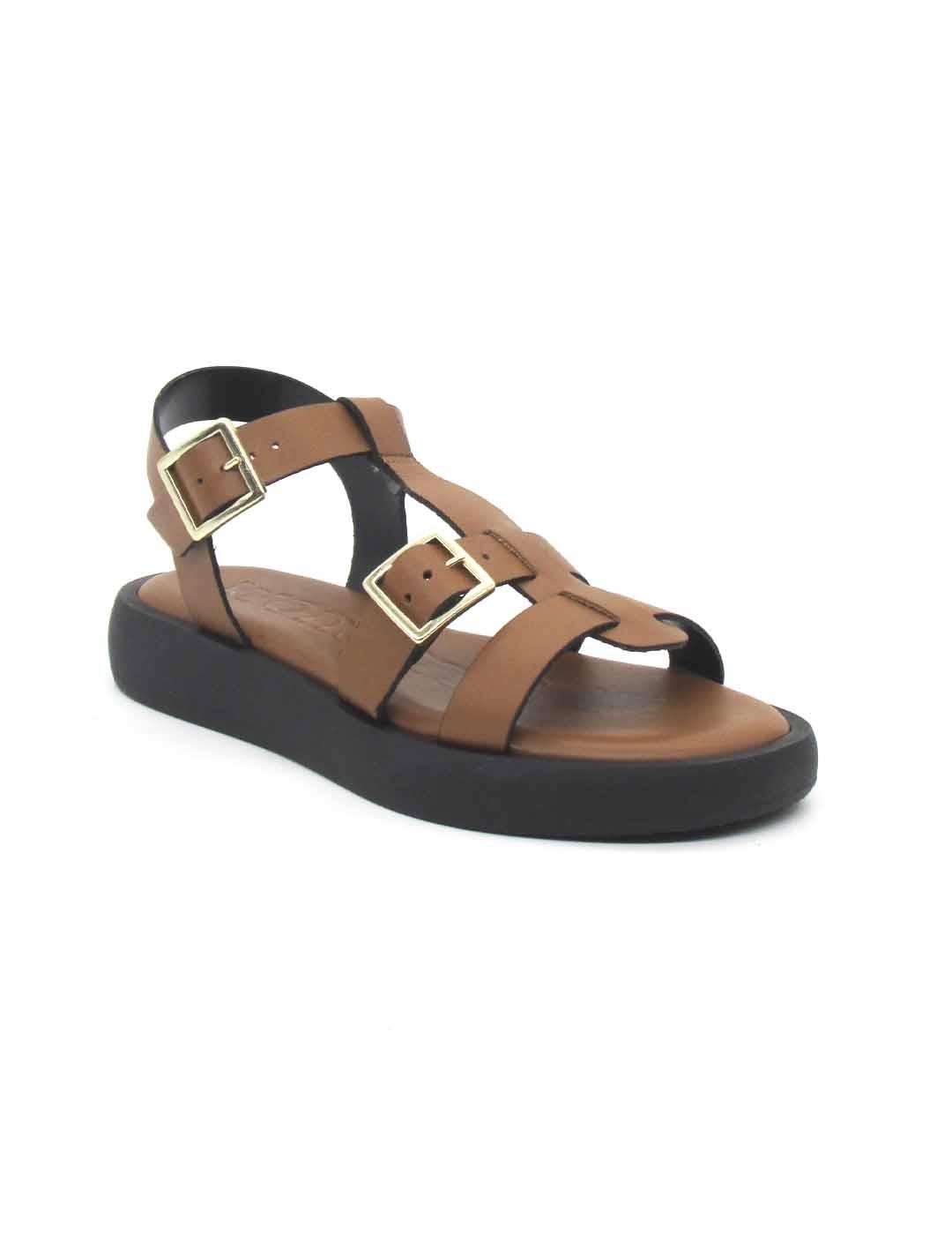 Sandalia Wonders AB-1012 de color cuero opara mujer