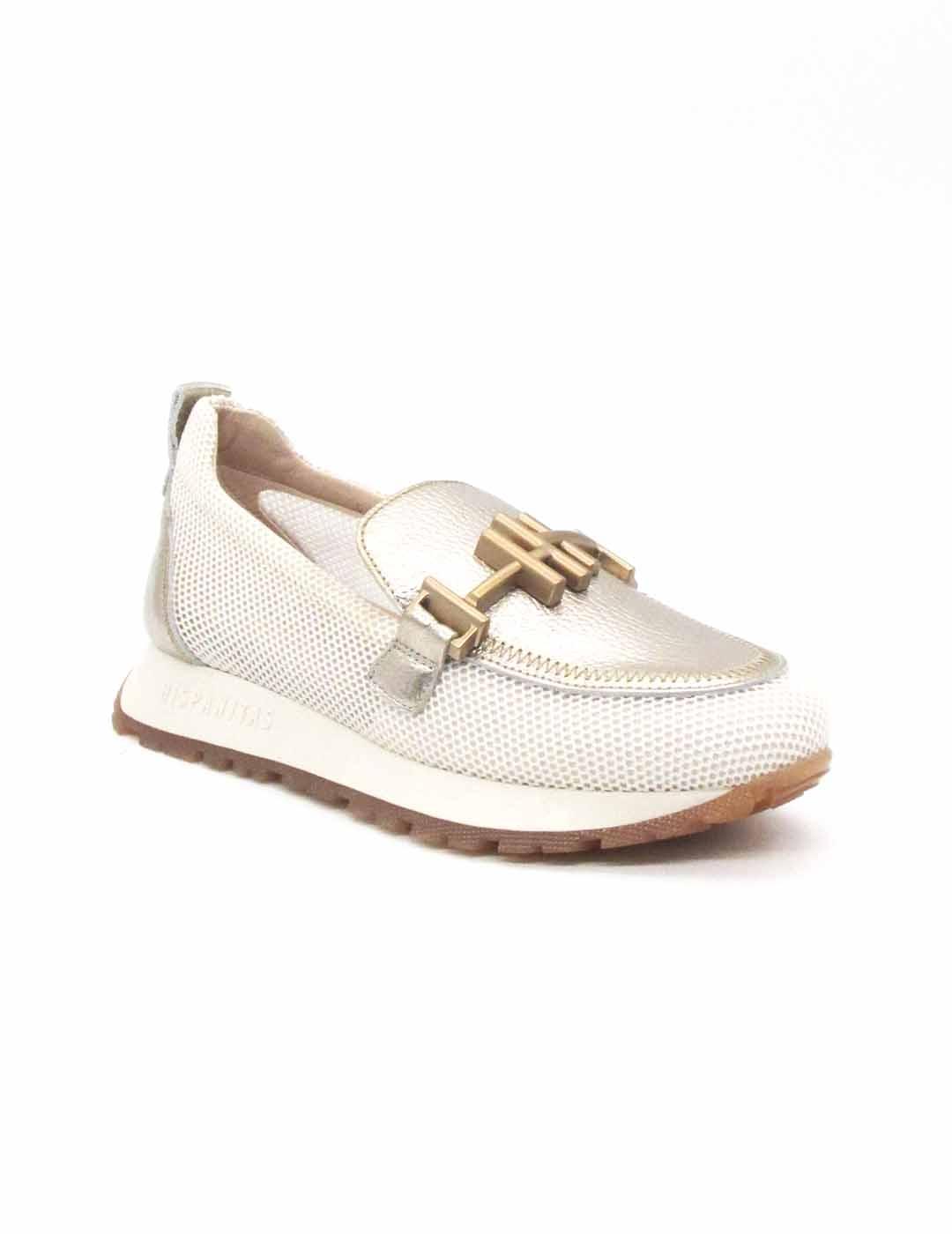 Mocasín Hispanitas HV253919 color blanco/dorado para mujer