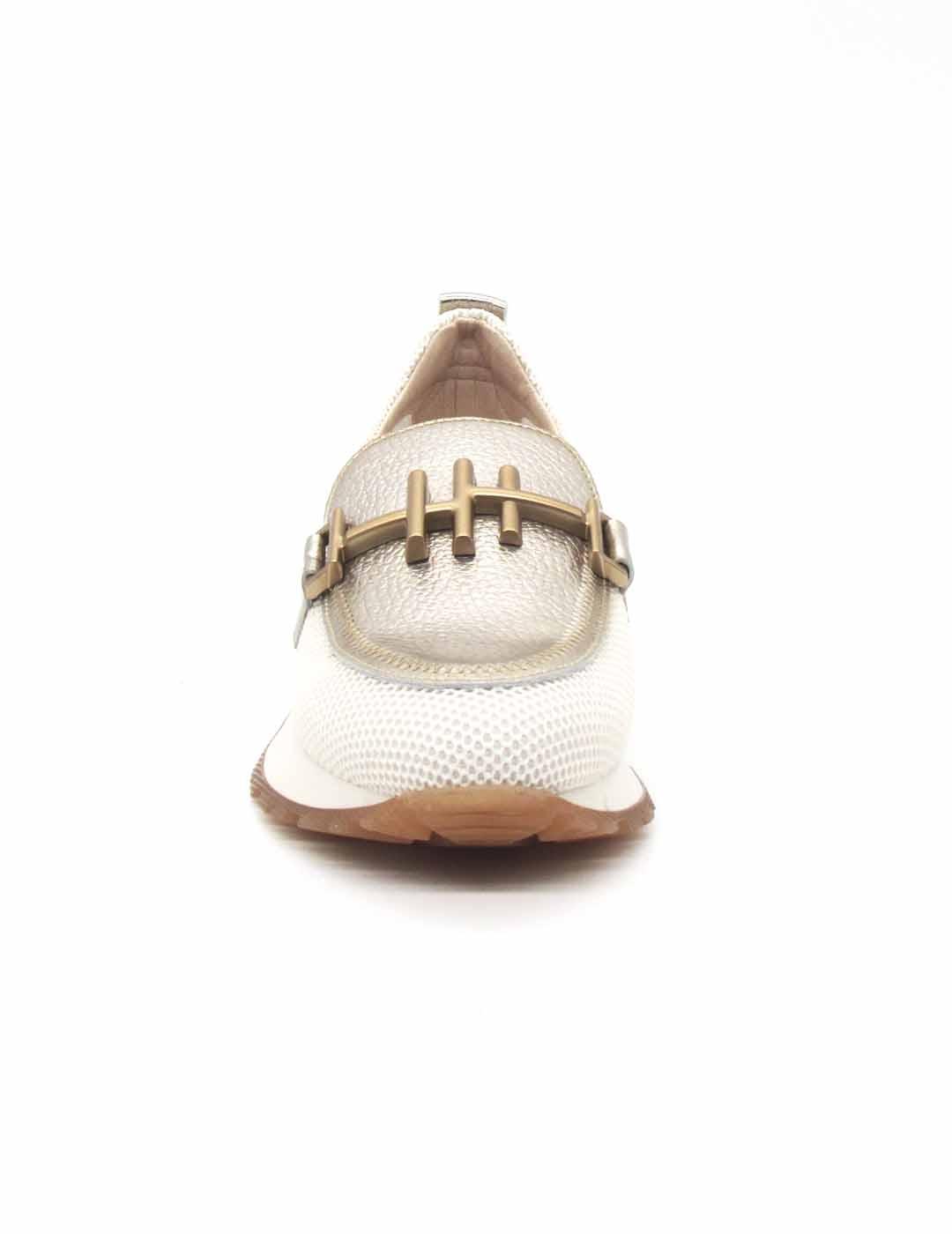 Mocasín Hispanitas HV253919 color blanco/dorado para mujer