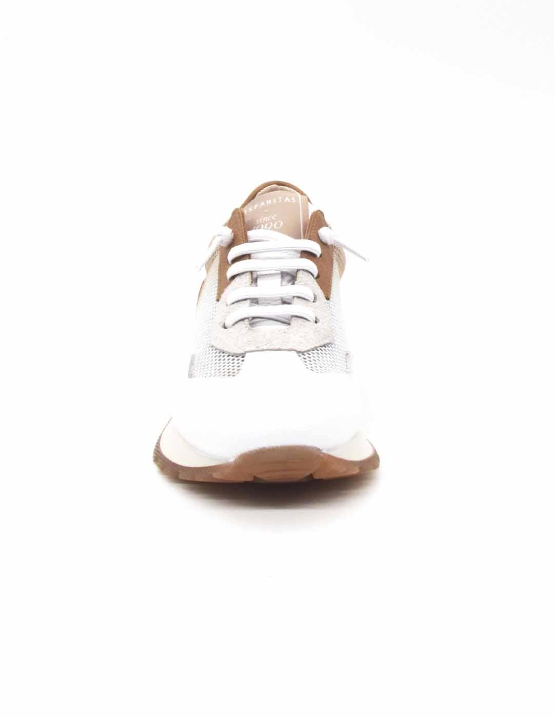 Zapato deportivo Hispanitas BHV253869 de color blanco/cuero