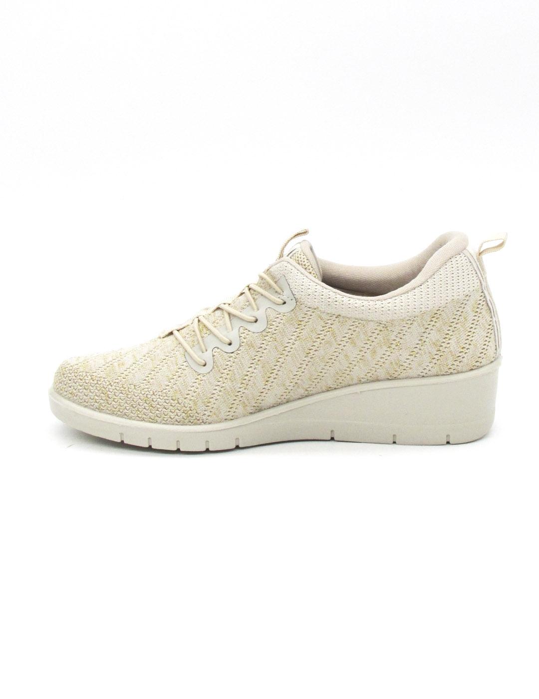 Zapato Deportivo Mysof t25M200 beige con cuña para mujer
