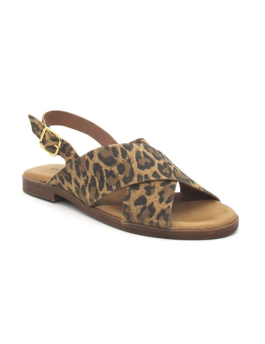 Sandalia Creator IB23262 leopardo plana para mujer