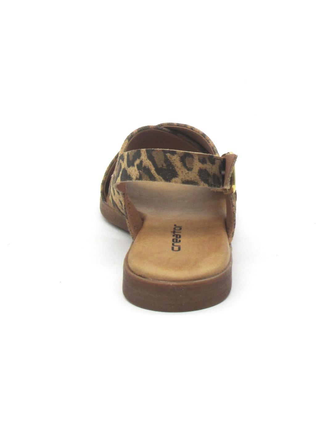 Sandalia Creator IB23262 leopardo plana para mujer