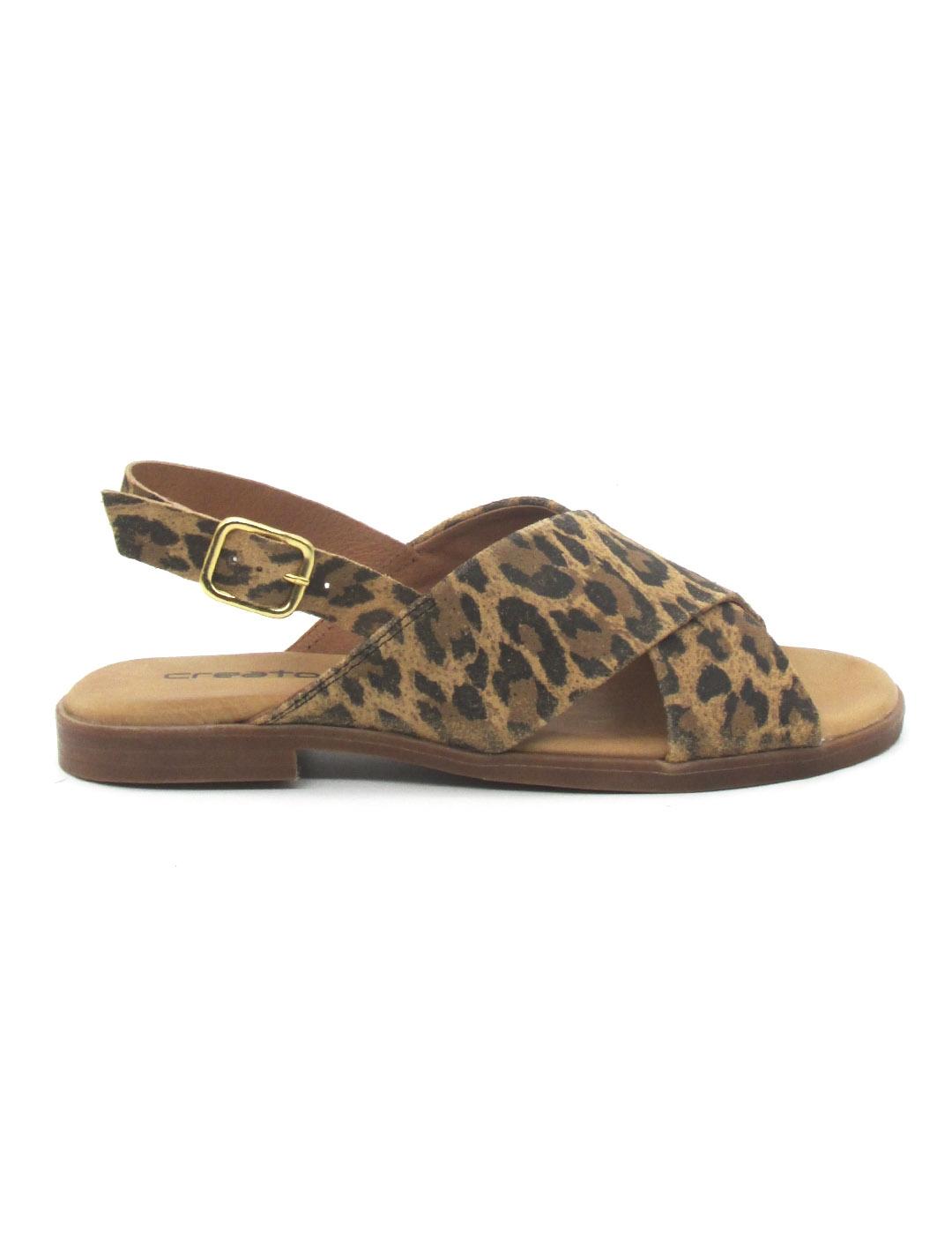 Sandalia Creator IB23262 leopardo plana para mujer