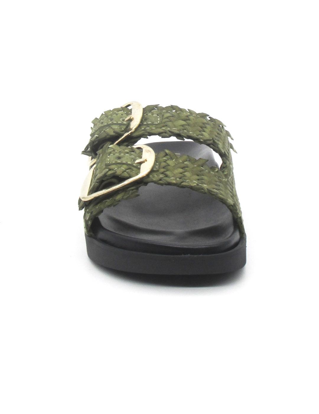 Sandalia Bio Wikers R-64787 de color verde para mujer