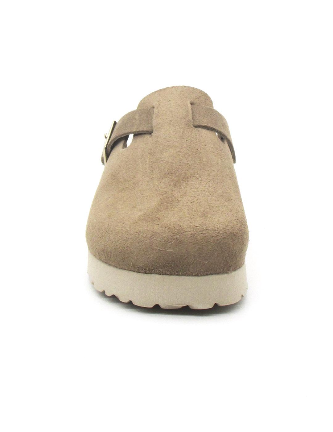 Zueco Bio Autenti 15837 serraje de color topo para mujer