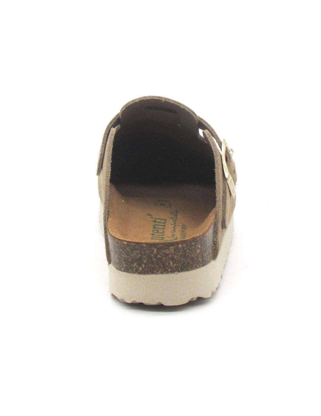 Zueco Bio Autenti 15837 serraje de color topo para mujer