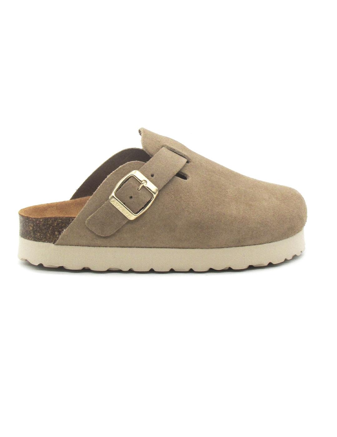 Zueco Bio Autenti 15837 serraje de color topo para mujer