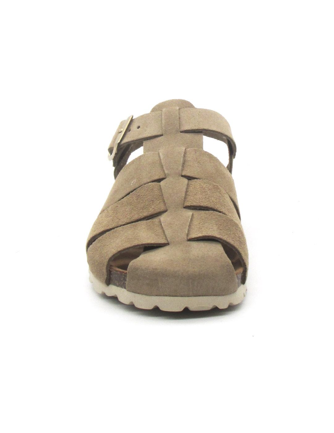 Sandalia Bio Autenti 15465 color topo con serraje para mujer